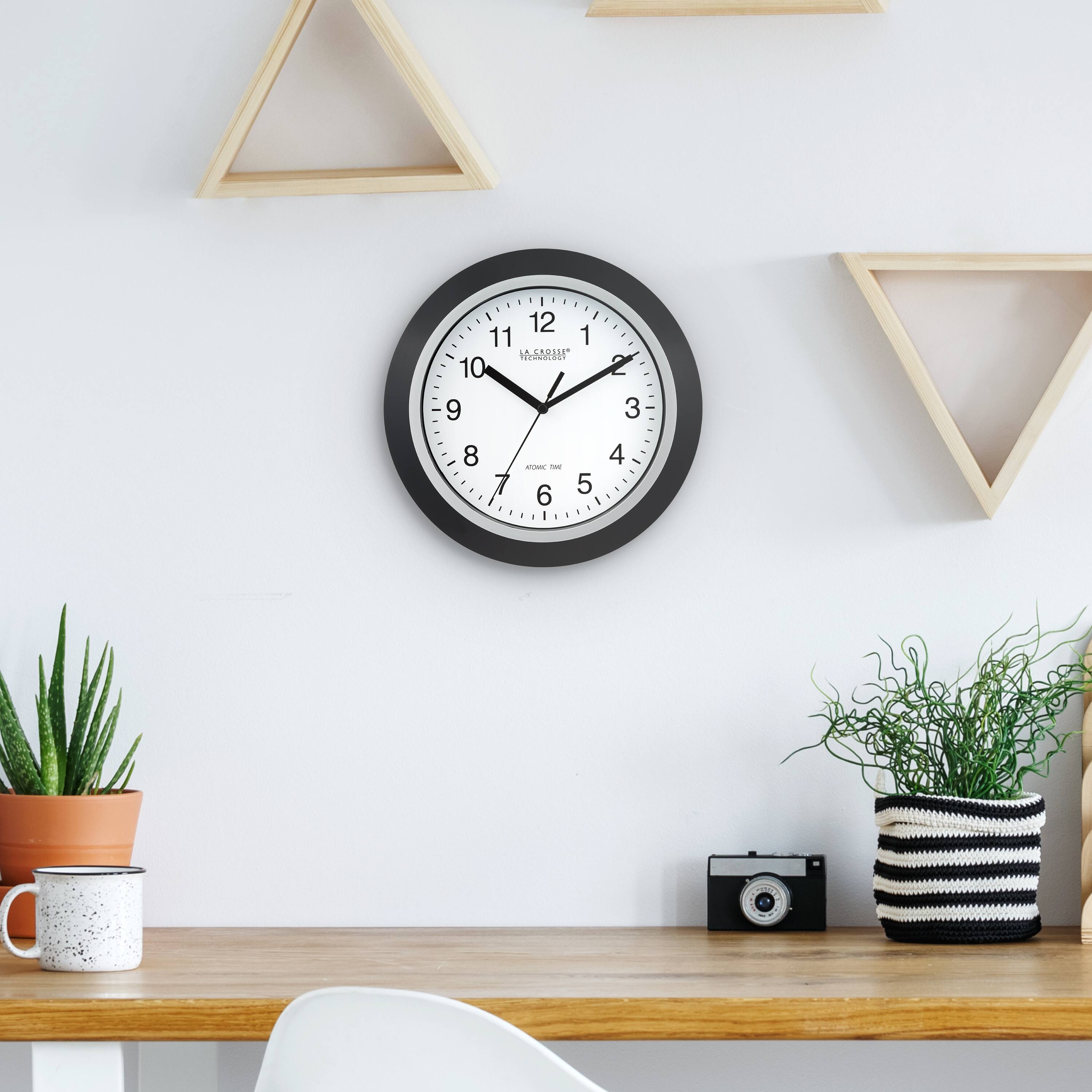 Alt View 1. La Crosse Technology - 10 Inch Classic Black Atomic Analog Wall Clock - Black/Silver.