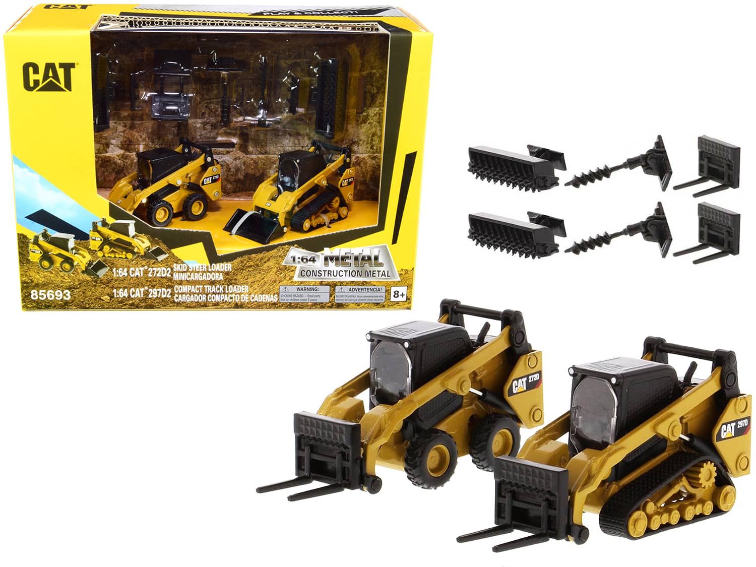Set of 2 pcs CAT Caterpillar 272D2 Skid Steer Loader & 297D2 Compact Track Loader & Accessories 1/64 by Diecast Masters price history on PriceWatchPro