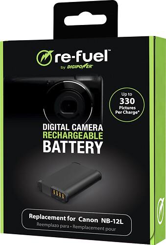 Digipower - Re-Fuel Rechargeable Lithium-Ion Replacement Battery for Canon NB-12L - Larger Front