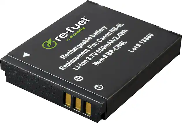 Front. Digipower - Digital camera replacement battery for Canon NB-6L/NB-6LH battery pack - Black.