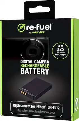 Front. Digipower - Digital camera replacement battery for Nikon EN-EL12 battery pack - Multi.