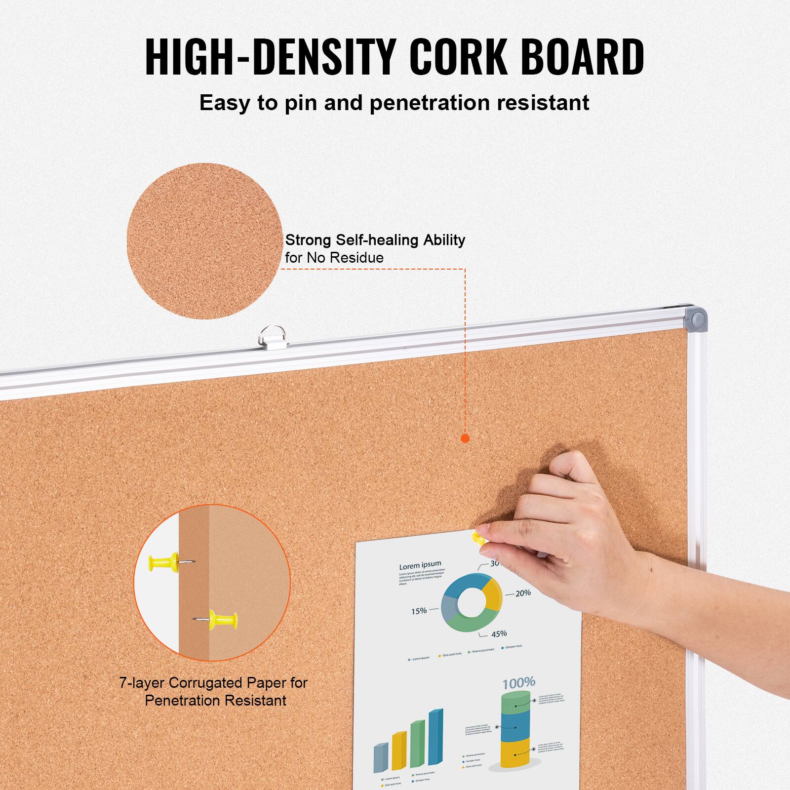 HIGH-DENSITY CORK BOARD
Easy to pin and penetration resistant
Strong Self-healing Ability for No Residue
Lorem ipsum
10% - 20% 15% 45%
7-layer Corrugated Paper for Penetration Resistant
100% - - |