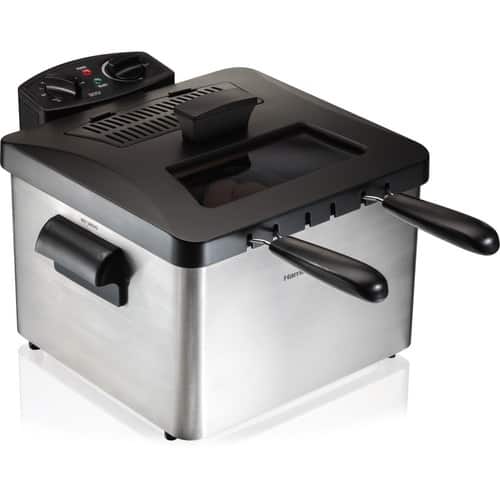 Hamilton Beach - 12-Cup Deep Fryer - Silver/Black - Angle