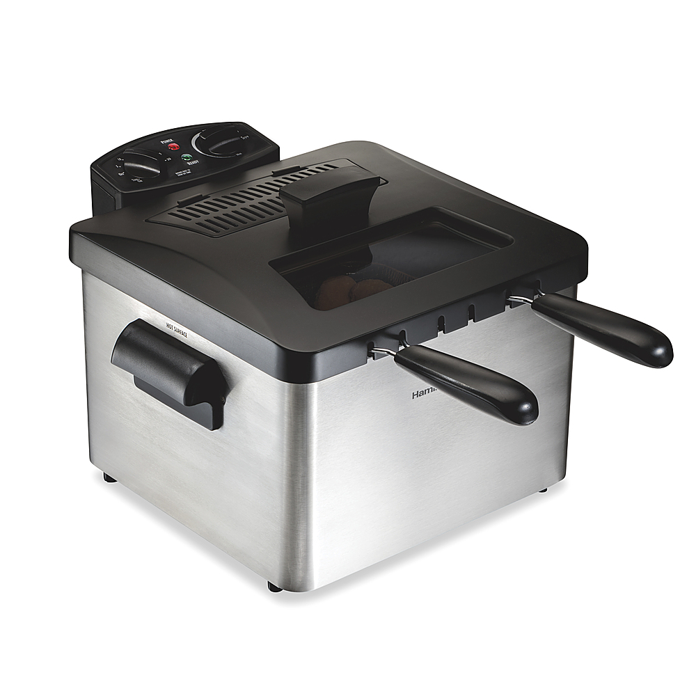 Hamilton Beach Professional-Style 12 Cup Deep Fryer, Stainless Steel, Removable Heating Element, 3 Baskets