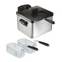Hamilton Beach - Professional 12 Cup Deep Fryer with 3 Baskets - Silver/Black - Angle_Zoom