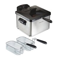Hamilton Beach - Professional 12 Cup Deep Fryer with 3 Baskets - Silver/Black - Angle_Zoom