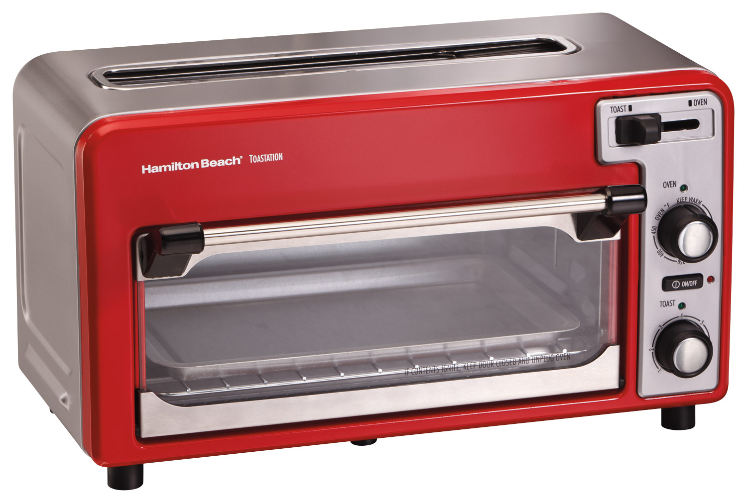 Hamilton Beach ensemble Toastation 2-Slice Toaster and Toaster Oven Red