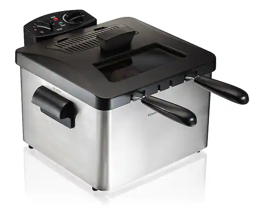 Angle. Hamilton Beach - 12 Cup Professional-Style Deep Fryer with 2 Baskets - Silver/Black.