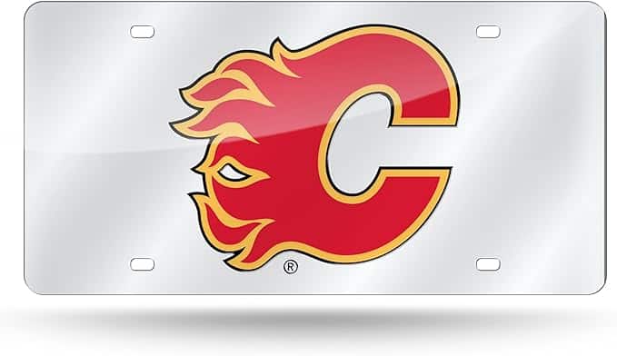 Rico Industries - Calgary Flames NHL - Mirror Look - Laser Silver License Plate - Multi