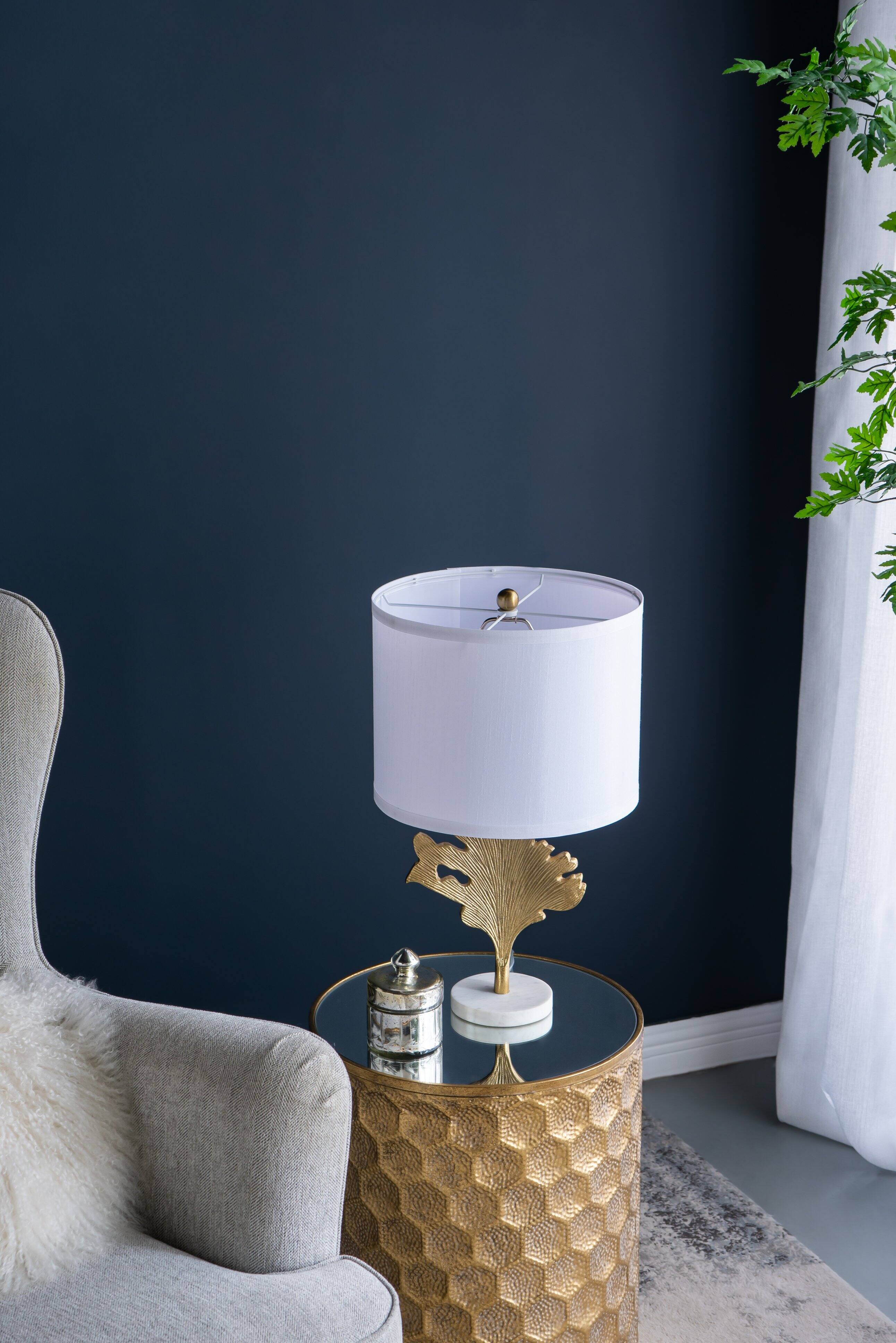 Alt View 1. Dexmalle - Dexmalle-Table Lamp with Leaf Design-Gold and White.