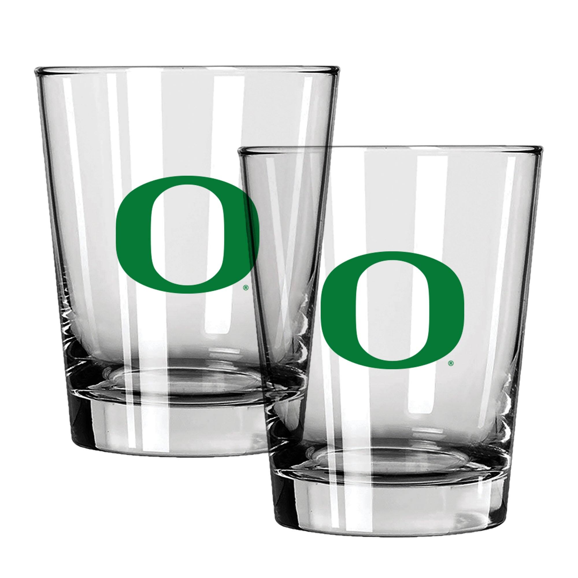 Front. The Memory Company - Oregon Ducks 15oz. Two-Pack Rocks Glass Gift Set - Multicolor.