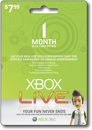 xbox live subscription card