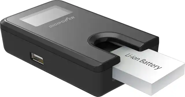 Front. Digipower - RF-TC-55S Travel Charger for most Sony Digital Cameras - Black.