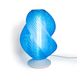Jonathan Y - Gema 13.5" Mid-Century Coastal Plant-Based PLA 3D Printed Dimmable LED Table Lamp - Clear Blue/White