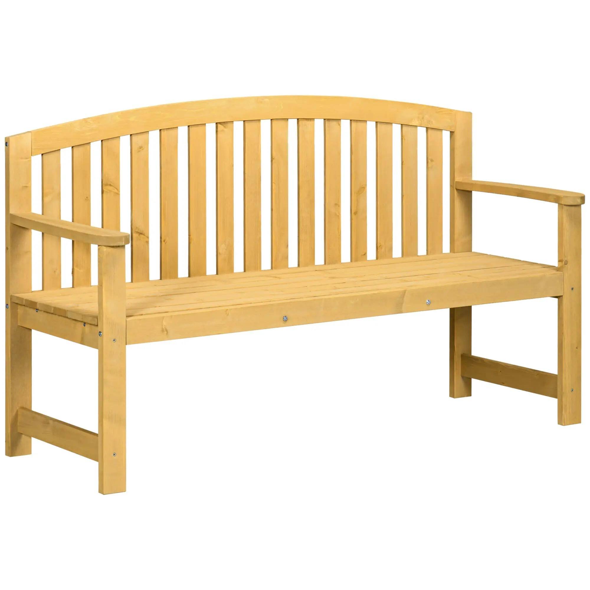 Angle. Resenkos - Resenkos 56" Outdoor Bench, 2-Person Wooden Seat with Back & Arm, Patio Bench for Deck, Porch, Poolside, Natural - Natural.