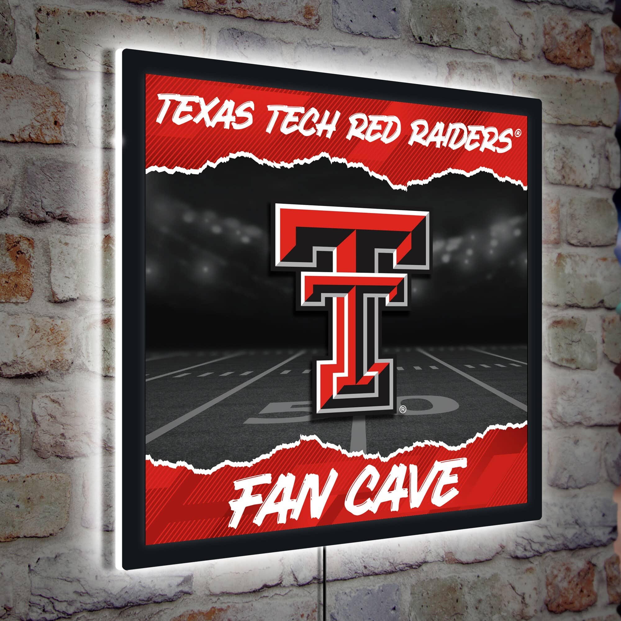 Evergreen Enterprises - Texas Tech Red Raiders 23" LED Fan Cave Square-Shaped Lighted Wall Sign - Multicolor
