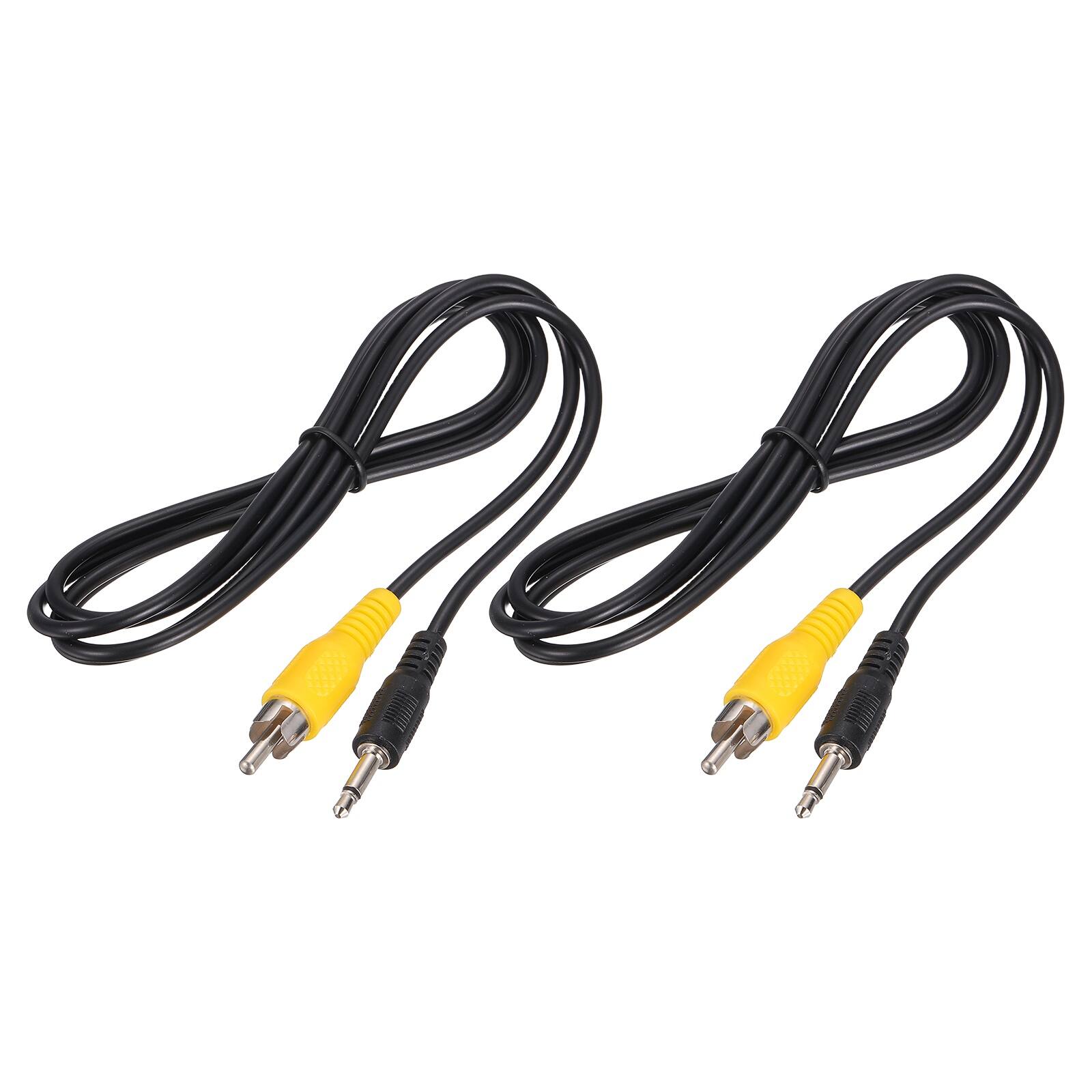 Alt View 1. Unique Bargains - 2pcs TS3.5mm Male to RCA Jack Cable, Copper Core 3mm PVC Audio AUX Cable for TV/Amplifier/Speaker/Mobile - Black.