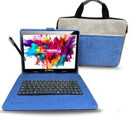 LINSAY - 10.1" Octa Core 128GB Storage Android 15 with Unique Oracle Keyboard Case and Tablet Briefcase - Blue