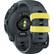 The watch is an Instinct watch with a yellow band. The watch has a green light on the face and is a black and yellow color. The watch is designed for outdoor activities and features a GPS and compass.