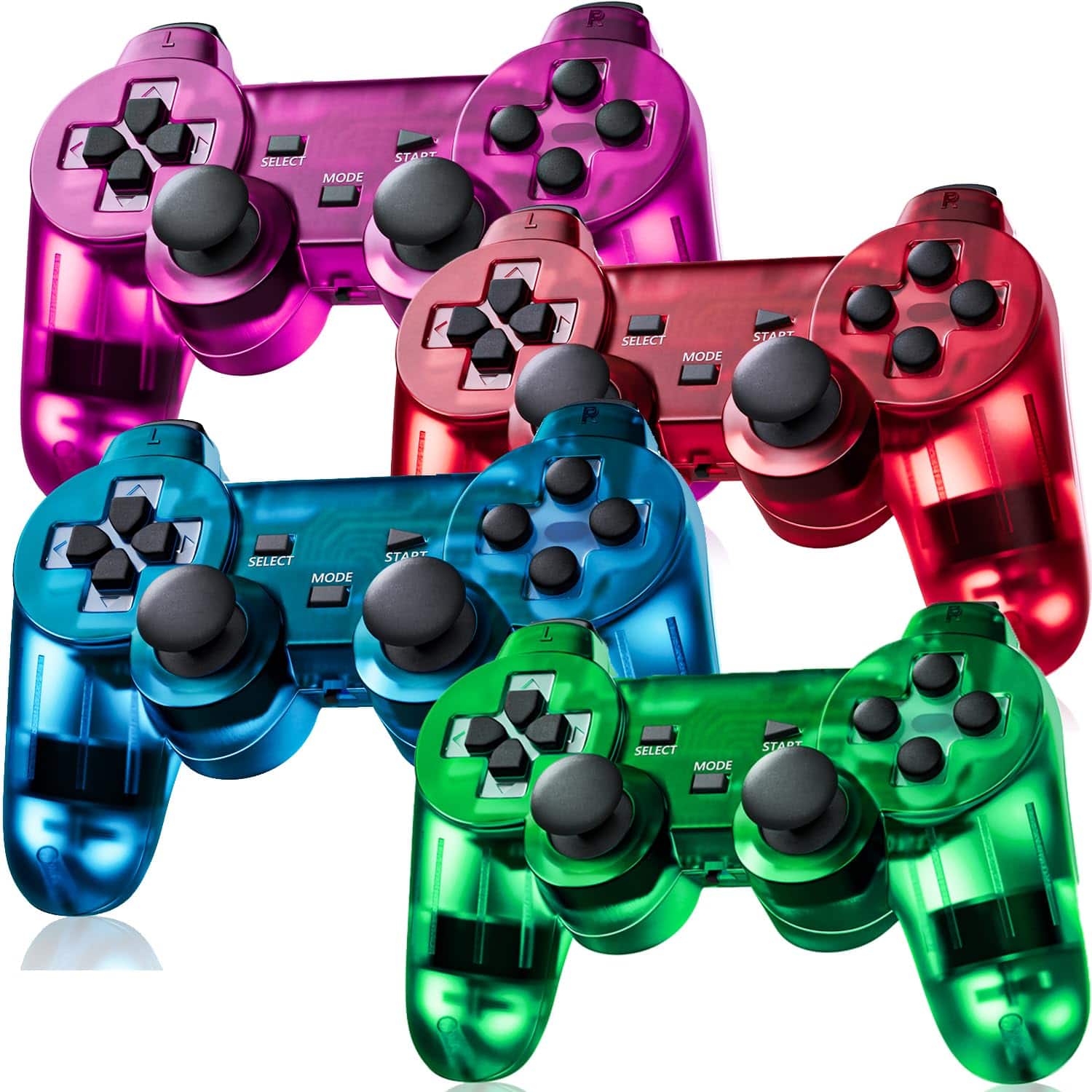 Reds Spade - Wireless Controller For Ps-2 Play 2 Double Vibration 2 - Clearblue And Cleargreen - Blue Red Green Purple