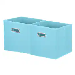 Unique Bargains - 2pcs Storage Cubes, 11x11x11 Inch Fabric Storage Bins with Circular Handle, Foldable Cube Organizer for Home Clothing - Sky Blue