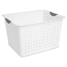 Sterilite - Large Deep Durable Ultra Plastic Storage Basket Tote, (6 Pack) - White