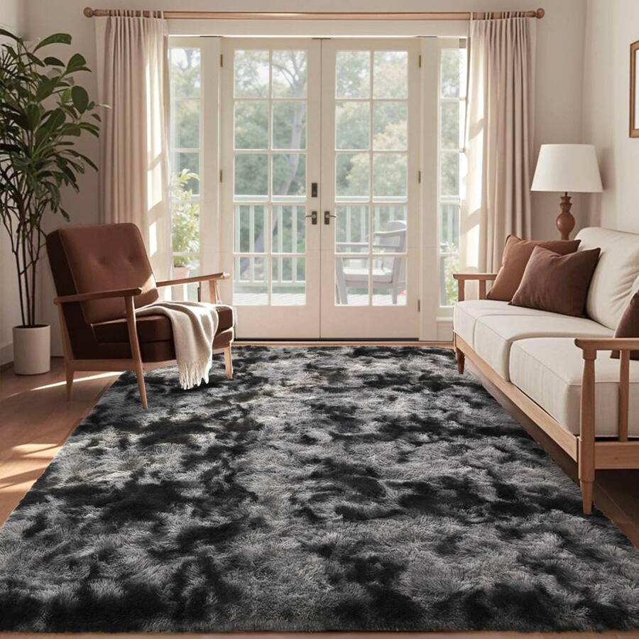 Large Shag Rug PARKER SLATER 6x9 Large Shag Rugs Living Room Decor Tie Dyed Ultra Soft ...