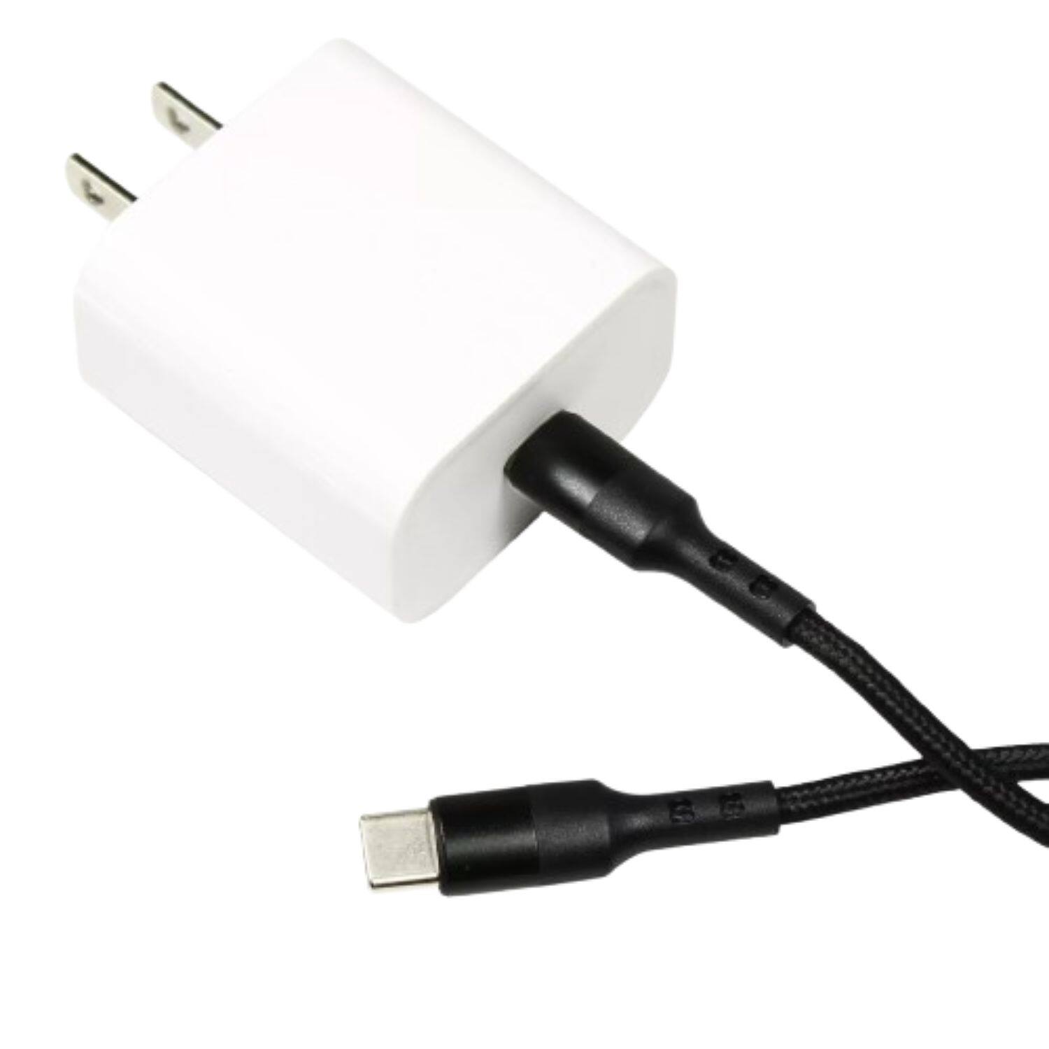 Stock Preferred - 20W USB-C Fast Wall Charger with Heavy Duty Braided Type-C to Type-C Cable - White/Black