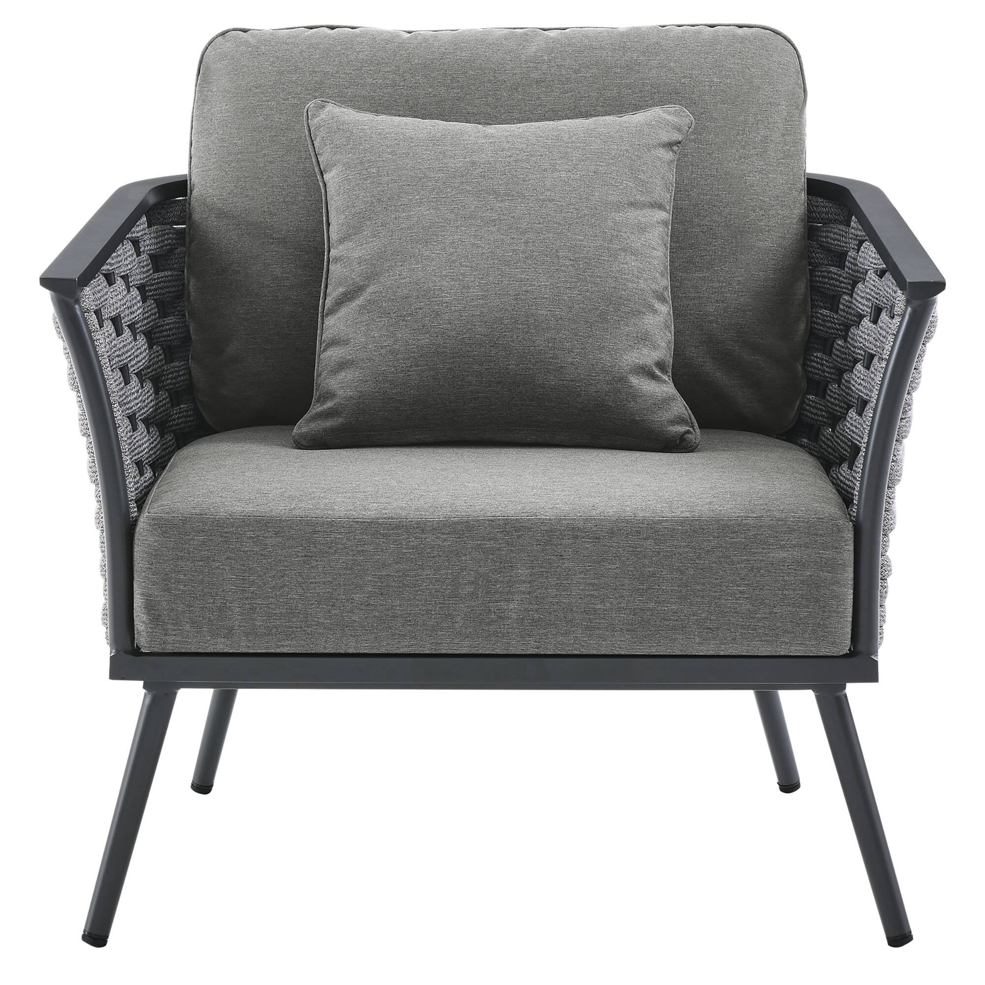 Alt View 3. Modway - Stance Outdoor Patio Aluminum Armchair by Modway - Gray Charcoal.