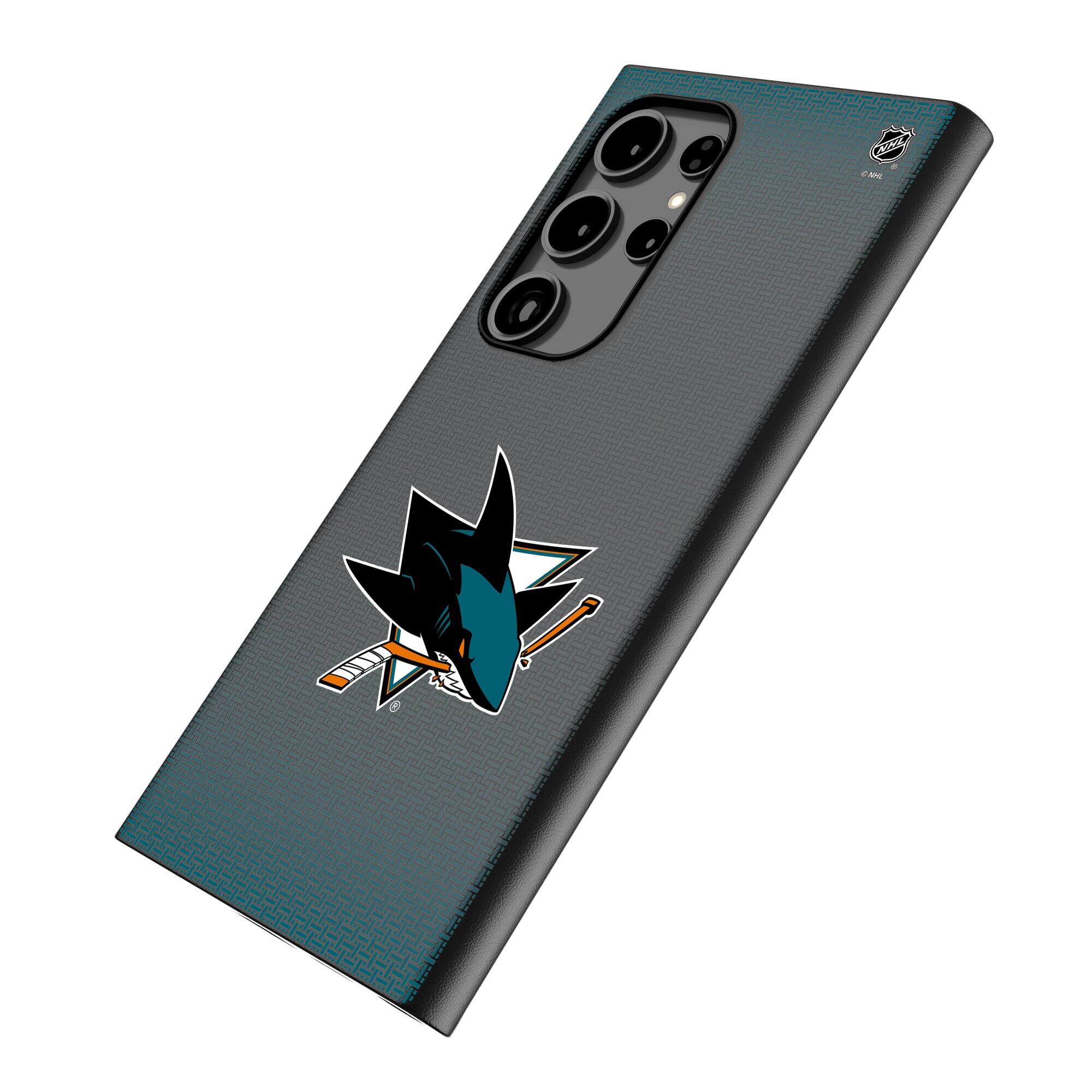 Alt View 1. Keyscaper - San Jose Sharks Linen Galaxy Magnetic Bump Case - S25 Ultra - Black.