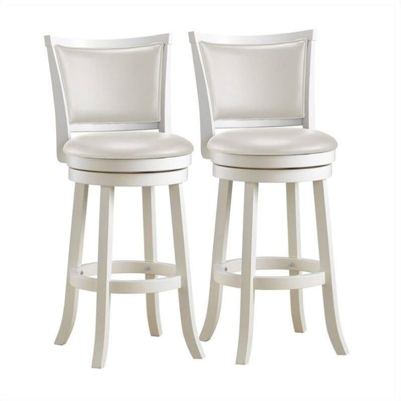 Customer Reviews Sonax Corliving Woodgrove 29" High Back Bar Stool in (Set of 2) White DWG119