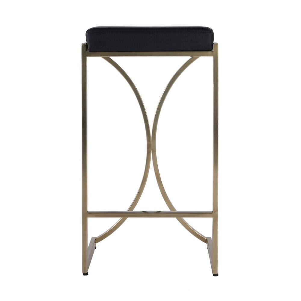 Back. Butler Specialty - Natalya 25.5 in. Seat Height Square Upholstered and Metal Backless Counter Stool with Footrest - Black.