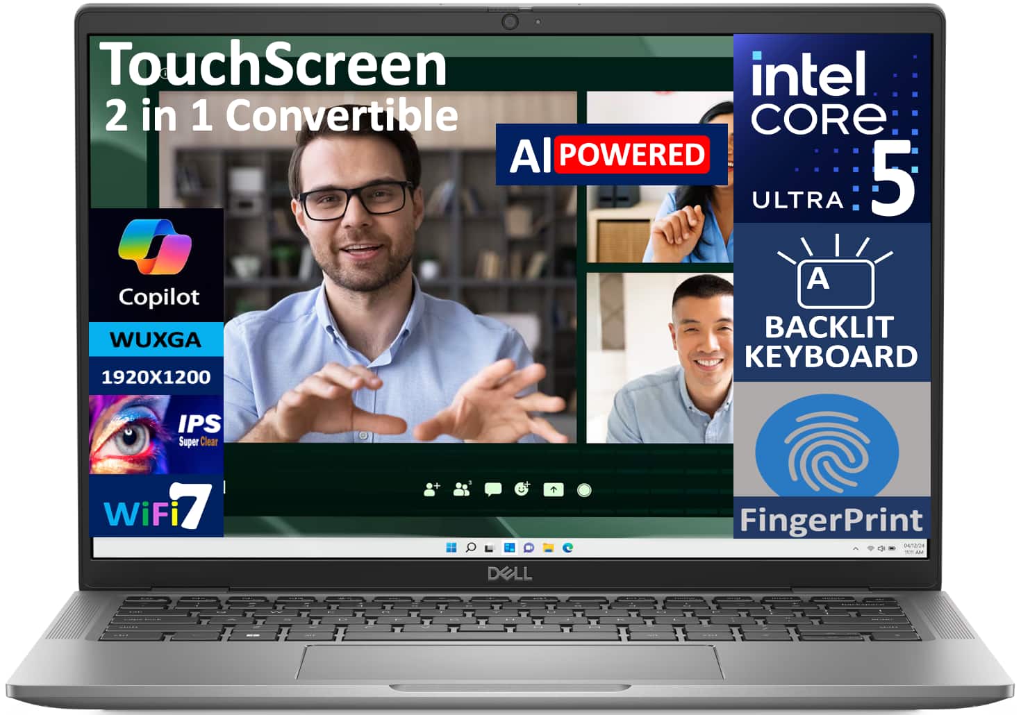 Dell - Latitude 7450 2-in-1 Laptop 14.0 WUXGA Display (Intel Ultra 5-135U, 16GB LPDDR5X, 256GB SSD, Win 11 Pro) - Smoke Gray