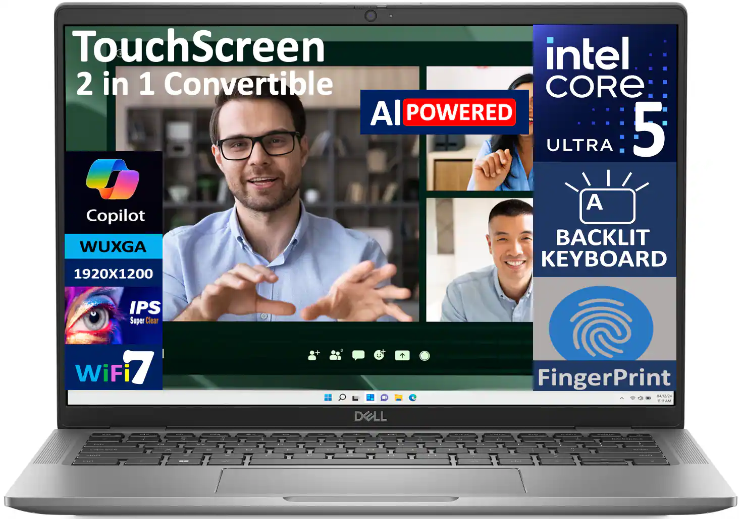 Dell - Latitude 7450 2-in-1 Laptop 14.0 WUXGA Display (Intel Ultra 5-135U, 16GB LPDDR5X, Win 11 Pro) - Smoke Gray