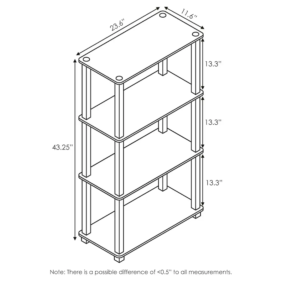 Furinno Turn S Tube 4 Tier Multipurpose Shelf Display Rack with Square ...