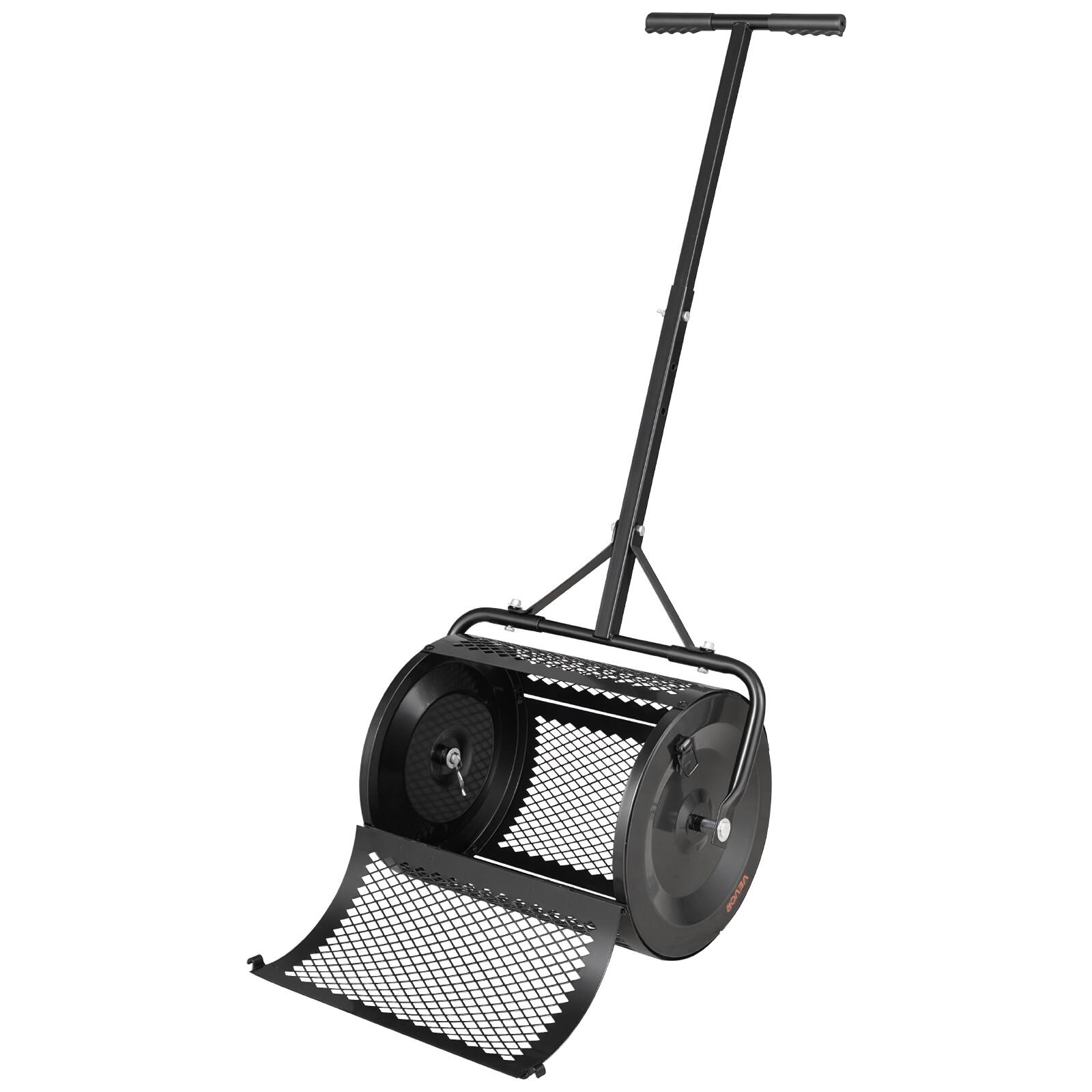 Alt View 5. VEVOR - Compost Spreader, 16.5" Wide Peat Moss Spreader with T Shaped Handle, 3 Heights Adjustable, Powder-Coated Steel Garden - Black.
