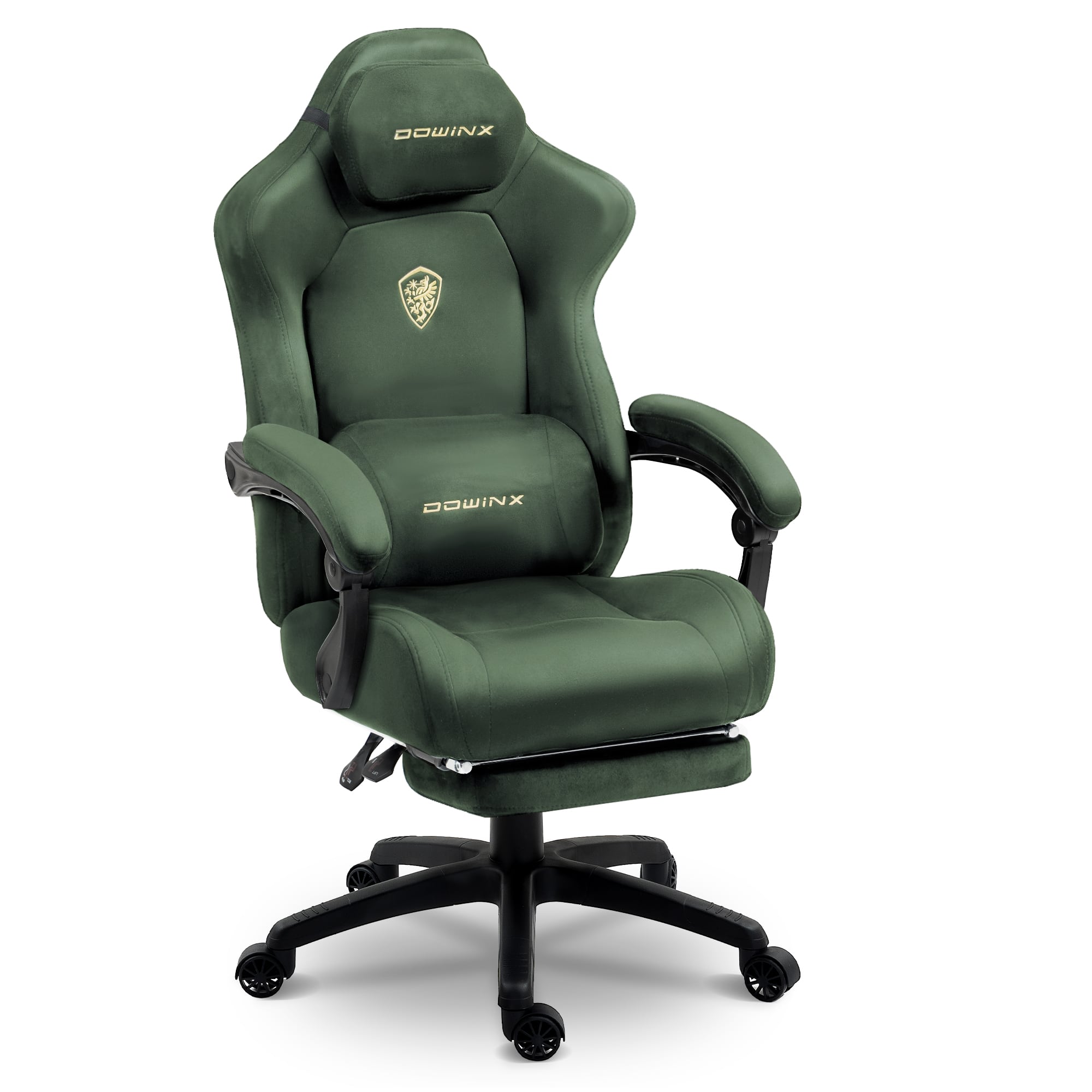 Dowinx - Gaming Chair Big and Tall, Suede Fabric Game Chair with Pocket Spring Cushion, High Back Ergonomic Office Chair - Green