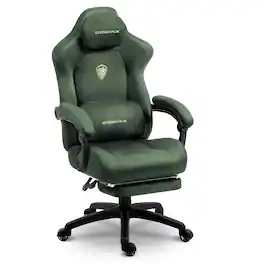 Dowinx - Gaming Chair Big and Tall, Suede Fabric Game Chair with Pocket Spring Cushion, High Back Ergonomic Office Chair - Green