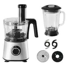 Anysun - 300W Food Processor with Blender & Dough Tool - 2 Speeds, Sharp Blades, Safety Lock & 1.5L Glass Jar - Black