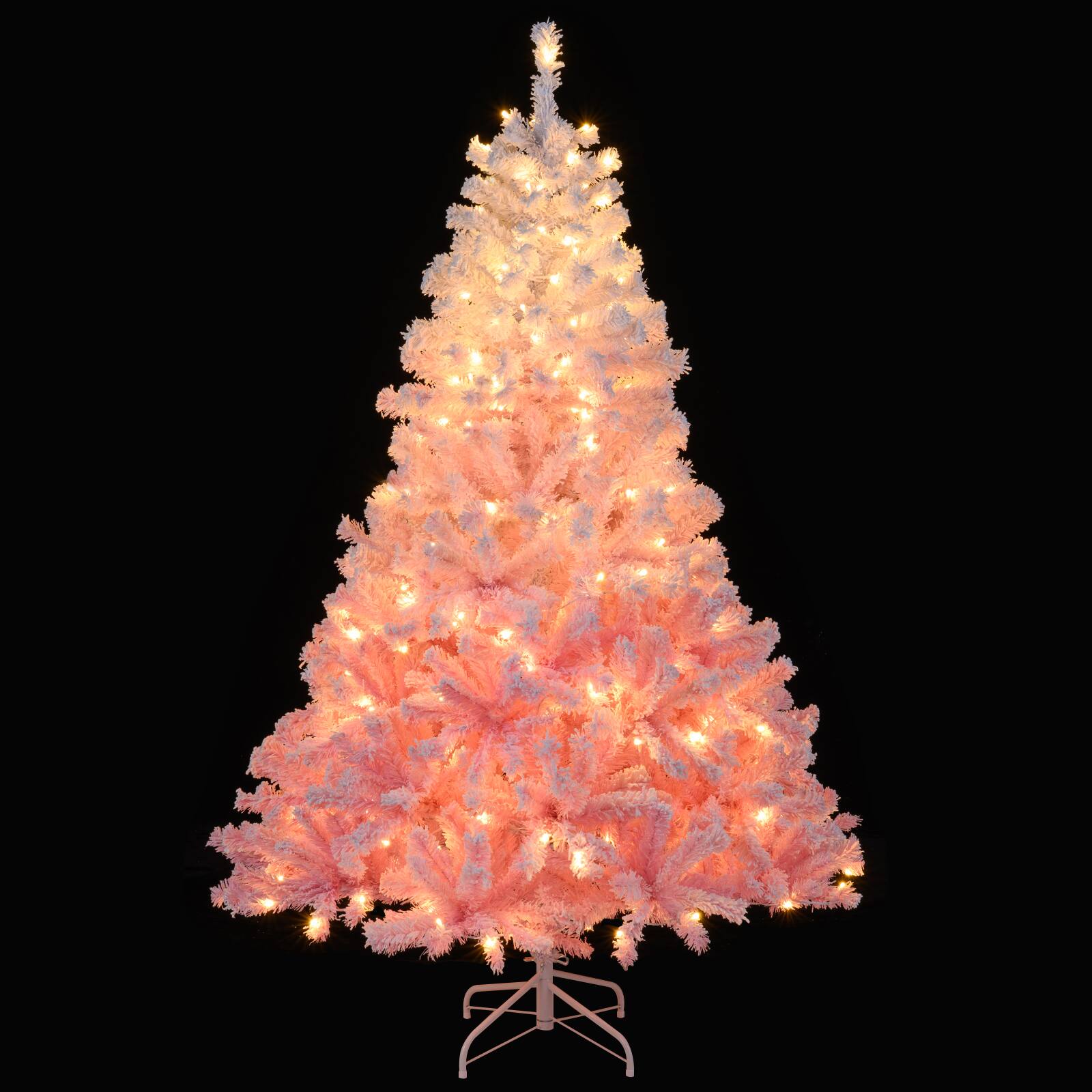 Alt View 9. Gymax - Gymax 6 FT Artificial Christmas Tree Hinged Snow Flocked Xmas Tree w/ 820 Branch Tips - Pink.