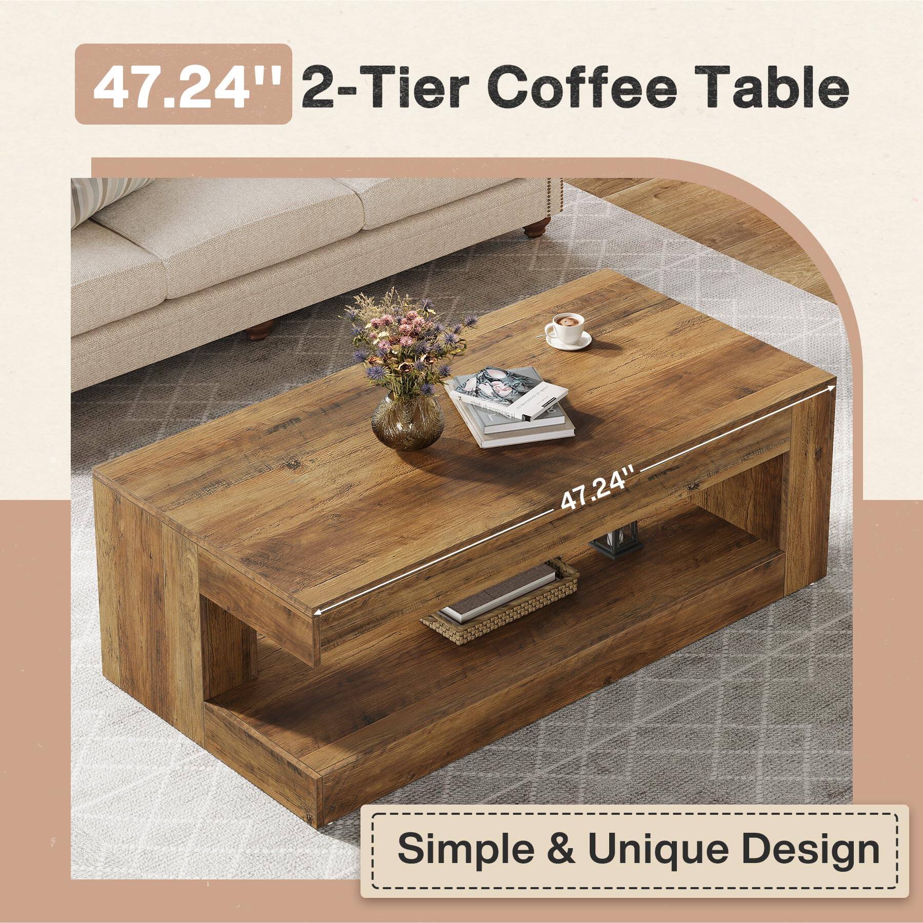 47.24" 2-Tier Coffee Table

Simple & Unique Design