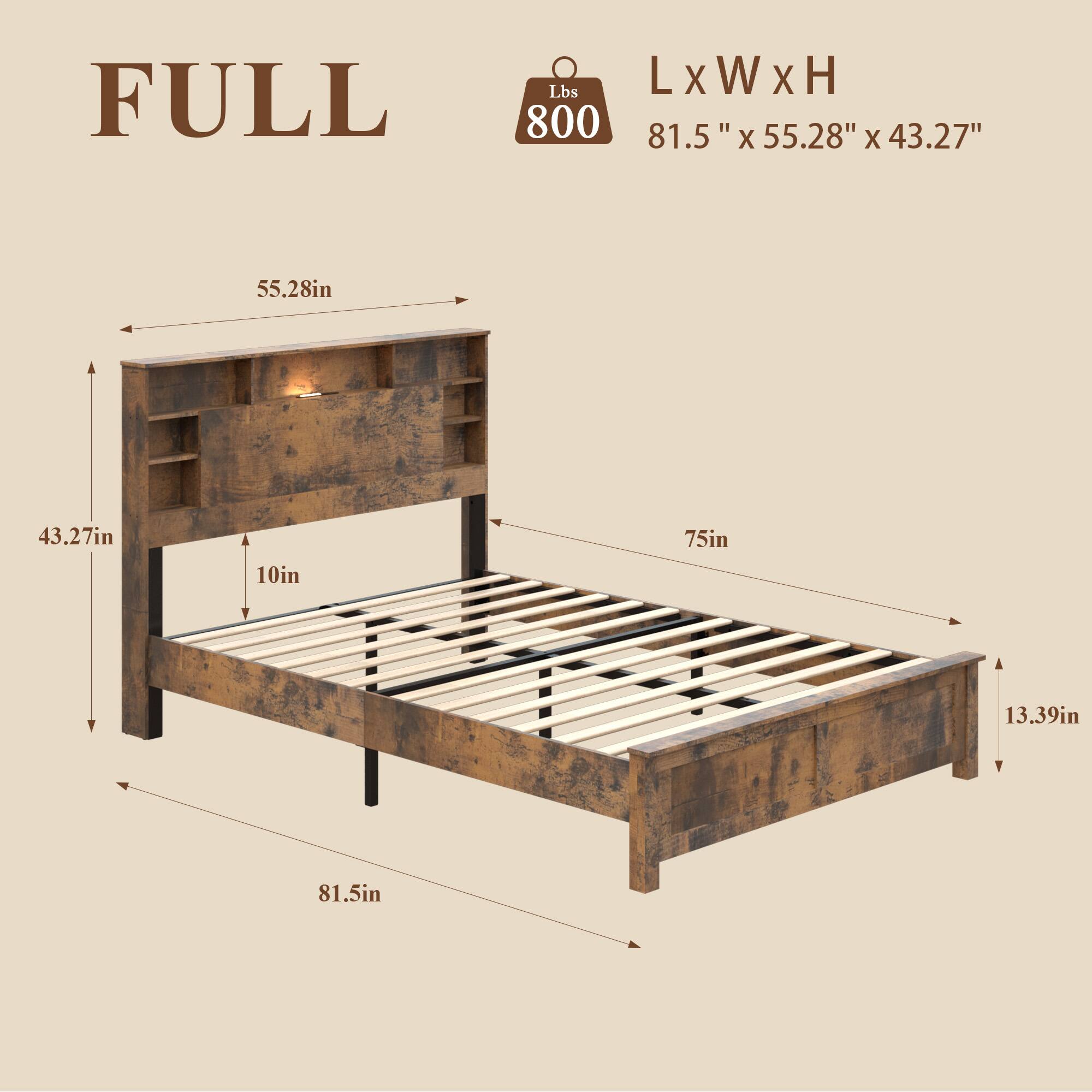 FULL  
L x W x H  
81.5" x 55.28" x 43.27"  
Lbs 800  

55.28in  
43.27in  
10in  
75in  
13.39in  
81.5in