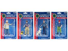 "Firefighters" 6 piece Figure Set (4 Males, 1 Dog, 1 Accessory) for 1/18 Scale Models by American Diorama