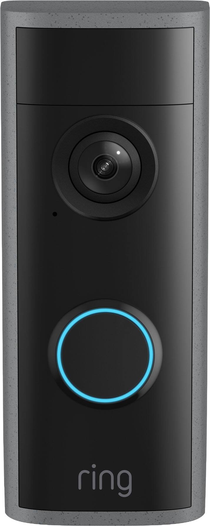 Front. Ring - Ring Peephole Smart Cam 2K, Battery-Powered, renter-friendly surface install, replaces existing peephole. 1400x1400 - Speckled Gray.