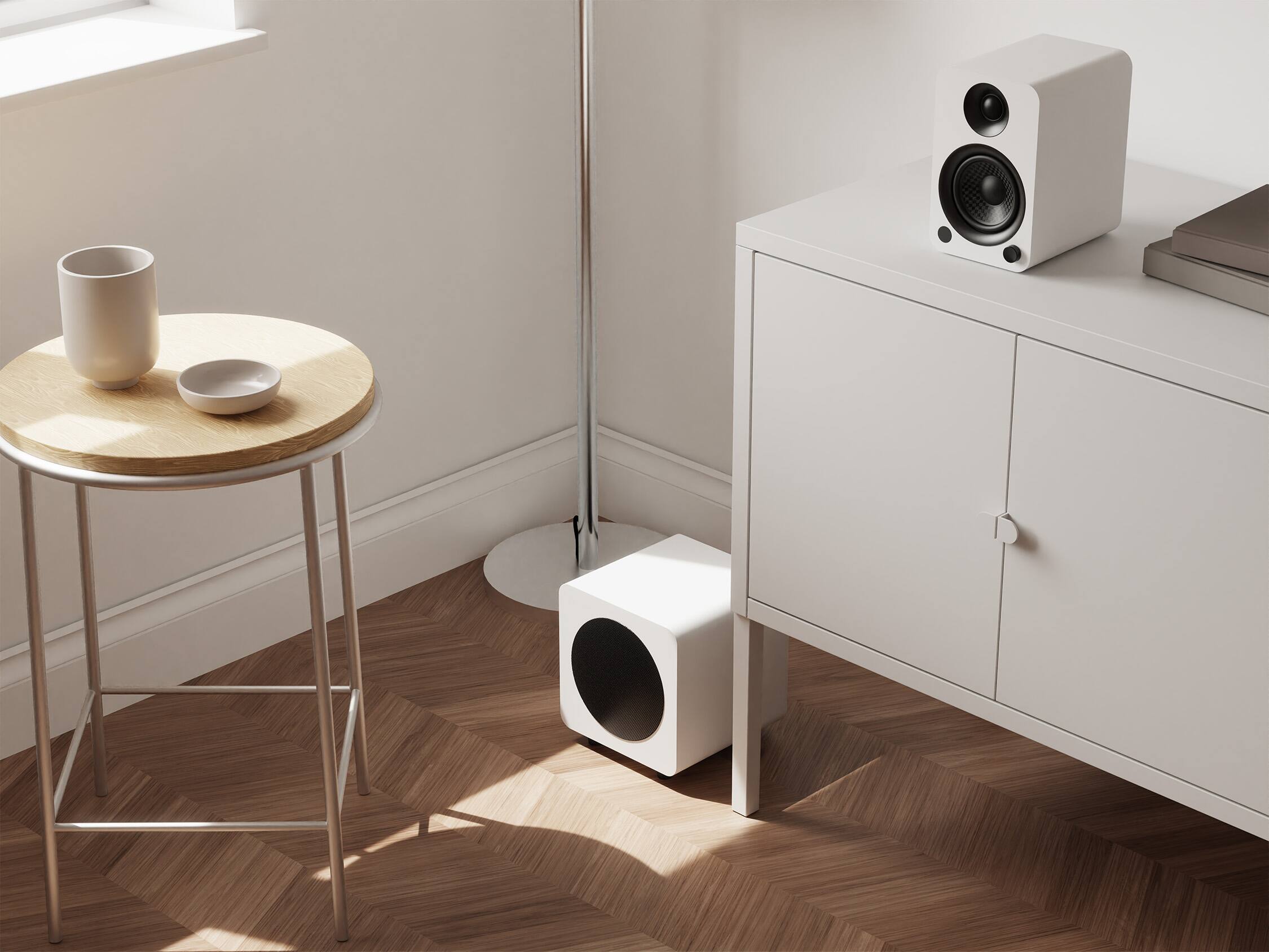 Alt View 2. Kanto - 200W Sealed 6” Powered Subwoofer with Adjustable Low Pass Filter - Matte White.