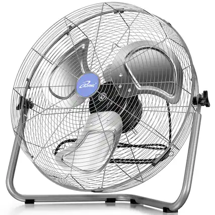 Front. iLIVING - 20 Inch Super Turbo High Velocity Floor Fan - Silver.