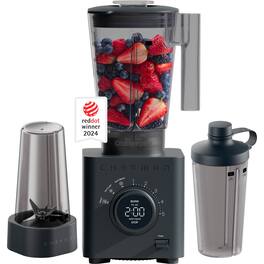Chefman - Obliterator 48oz Countertop Blender, Two 20oz Travel Jars and Tamper/Scraper - Midnight