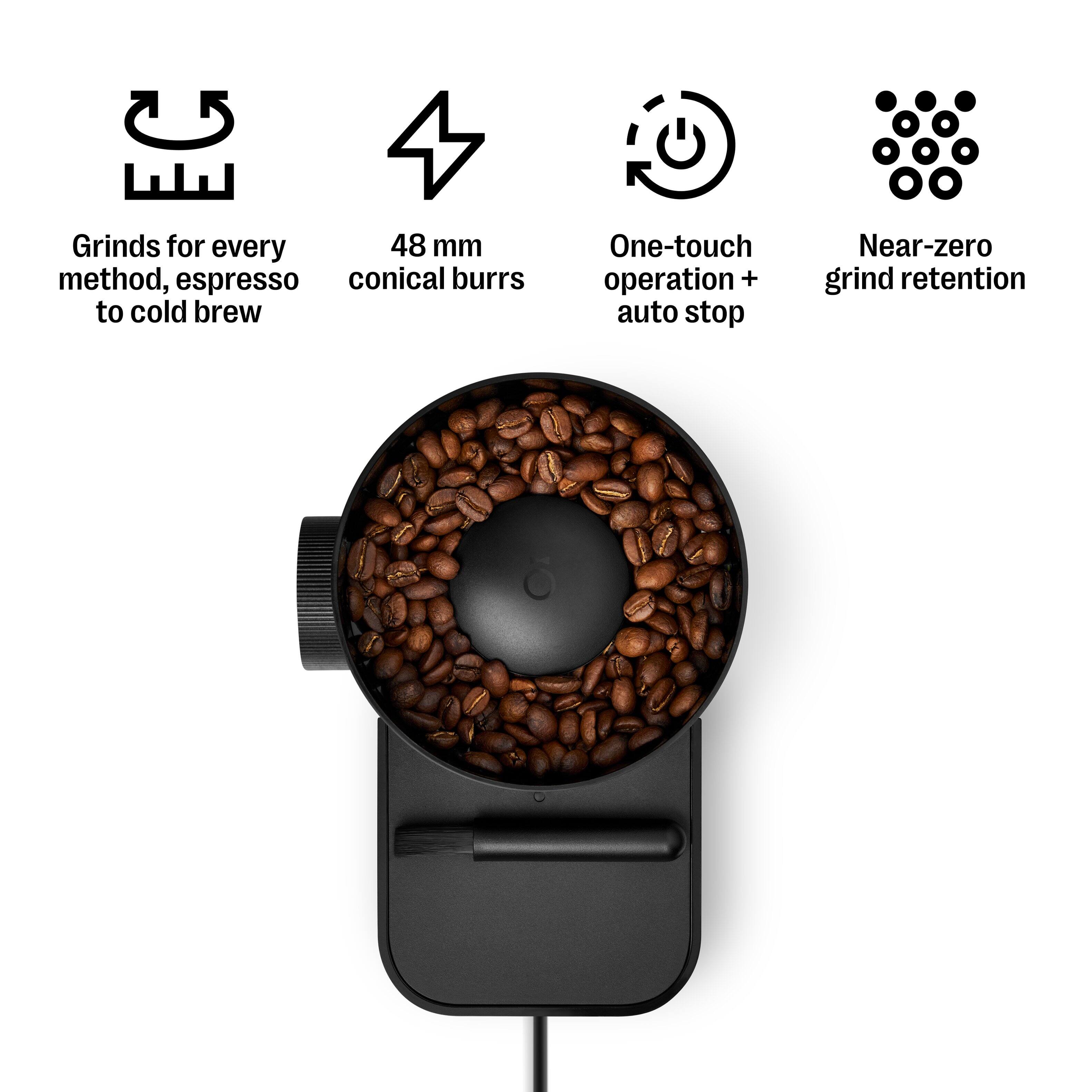 Grinds for every method, espresso to cold brew  
48 mm conical burrs  
One-touch operation + auto stop  
Near-zero grind retention