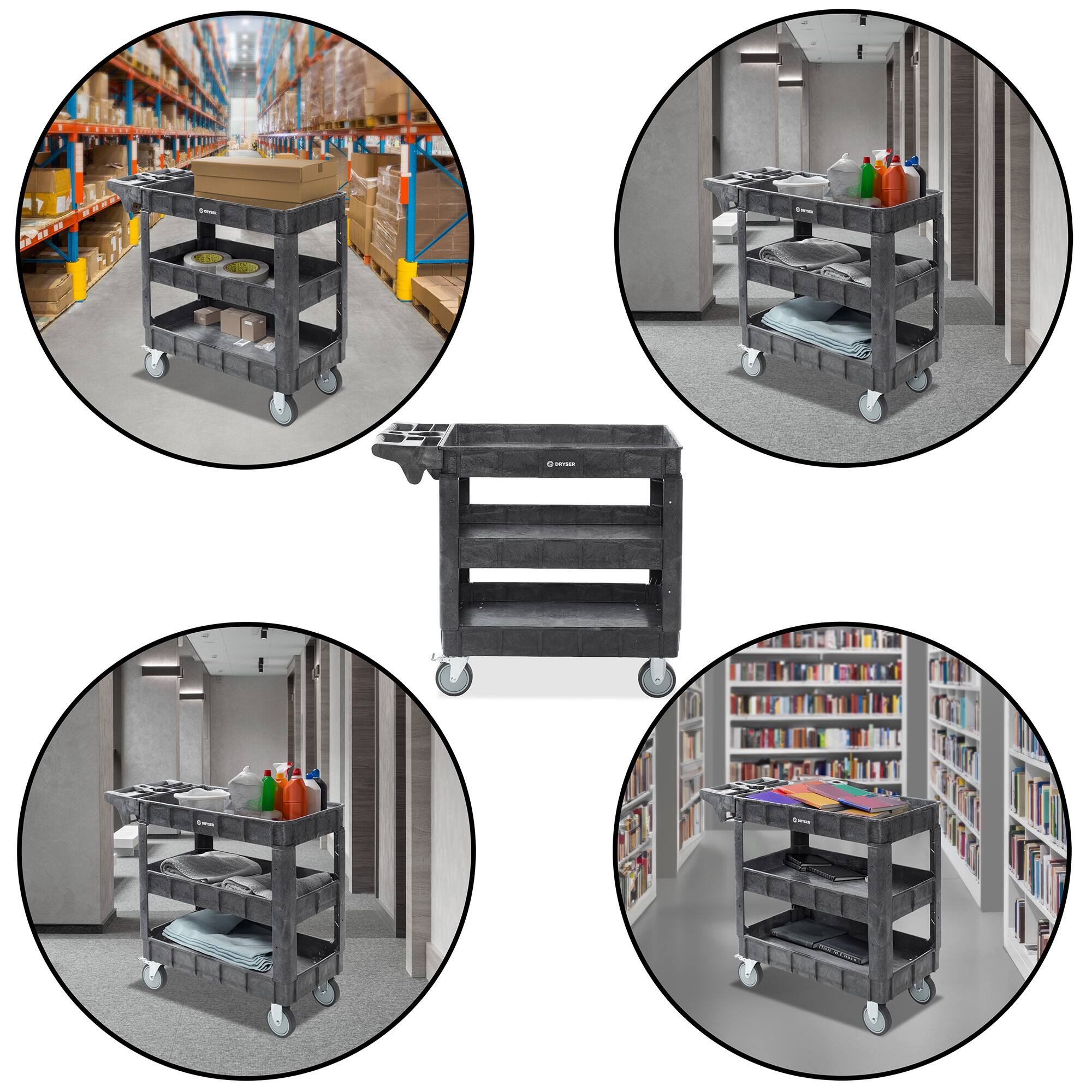 Alt View 2. Dryser - Utility Service Cart with Tiers - 550 -lb Capacity - 5-in Wheels - Black.