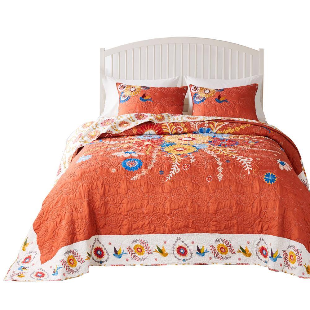 Front. Barefoot Bungalow - Barefoot Bungalow Topanga Luxury Modern Design 3 Pieces Bedspread Set for Bed King/Cal King Multicolor - Multicolor.
